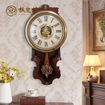 Fenglan love living room European style copper-plated wall clock living room home fashion clock silent classical solid wood quartz clock