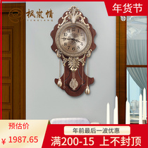 Fenglan love light luxury retro brass wall clock American minimalist home office decoration hanging watch atmospheric clock