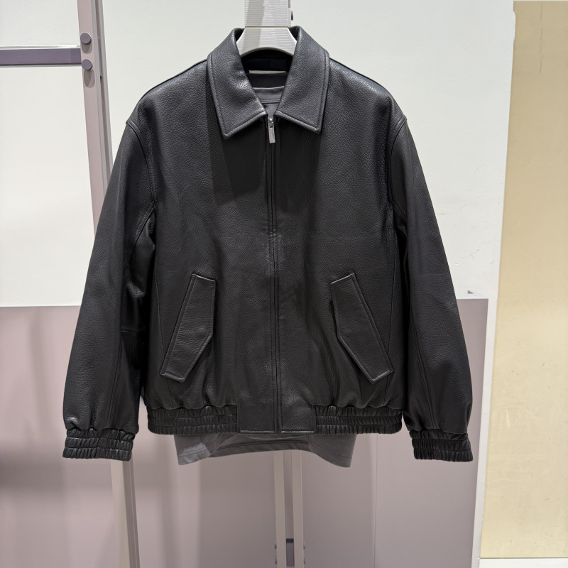 G Brand Men's Autumn and Winter New Product Lychee Pattern Goatskin Genuine Leather Jacket G26X124012/000