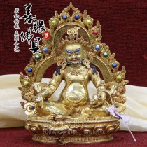 Imported Nepals high-end boutique pure handmade copper full gilt gold yellow fortune Buddha statue 7 inch
