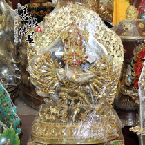 Fine Nepal red copper full gilt King Kong {Dreadful King Kong {Dreadful King Kong} double body protector Buddha statue height 50cm