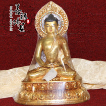 Nepal high-grade pure handmade copper full gilt carved pattern Amitabha Buddha statue with backlight height 33cm