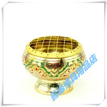 Imported Nepalese brass carved flower mesh cover Advanced burning incense stove diameter 9 5cm high 8 5cm