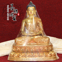 High-end boutique Nepal pure handmade copper full gilt exquisite carved Amitabha Buddha statue height 38cm