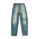 Штаны, осенние джинсы, 2024 года, оверсайз, подходит для подростков, высокая талия, свободный прямой крой