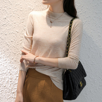 The elegant 2021 new autumn and winter wool knit cardiovert high collar long sleeves 100 hitch bottom jersey woman