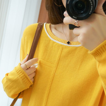 Tibright Autumn Winter Display White God Ware 2021 Autumn Winter New Stitch Shirt Round Collar Loose Inner Hitch Bottom Blouses Woman