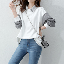 Simple to say wearing it is very gentle with the sweatshirt lady 2021 autumn winter new loose and thin lace collar blouses
