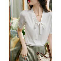 A D Hepburn -- A new version of this years popular new -- summer new flutter with knitted thin short sleeves lady blouses