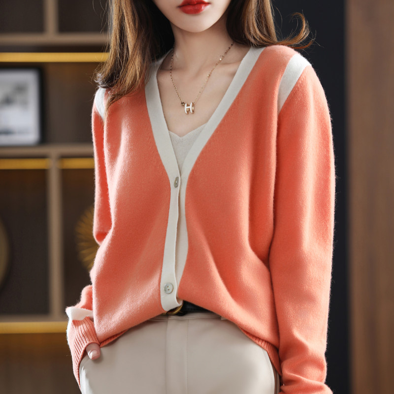 Had to admit to the accent JI's 2022 autumn winter new fashion splicing 100 hitch-free goat sweatshirt