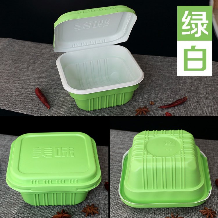 Hộp ăn trưa Xiêm dùng một lần bát vuông hộp đóng gói takeaway có nắp dài thuận tiện khi hộp đơn dày thân thiện với môi trường bao gồm hộp ăn trưa - Hộp cơm điện sưởi ấm hộp com cắm điện lock&lock