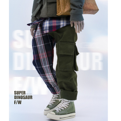 taobao agent BJD/Sun Dongxu Fat/Small Trick/OB24/12 Inch Trend Polls 1/6 Stitching plaid worker pants