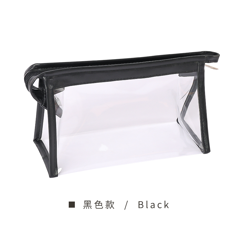 Black / Transparent (2 Pack)Cartoon transparent Pencil case high-capacity female Solid color Simplicity good-looking college student solar system Cosmetic Bag Storage bag new pattern