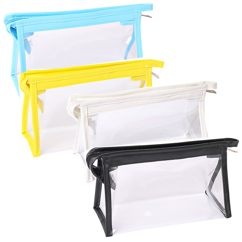 Black + White + Blue + Yellow & BoysCartoon transparent Pencil case high-capacity female Solid color Simplicity good-looking college student solar system Cosmetic Bag Storage bag new pattern