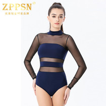 Italy ZPPSN counter one-piece yoga suit womens tight one-piece air long-sleeved dance sexy mesh yarn