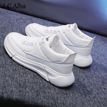 JC Alba Dont get out of mind ~ thick bottom little white shoes men heightening soft bottom summer genuine leather high help casual sneakers