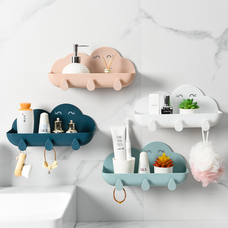 Shake-up Makeup Room Shelving Bathroom Wash Terrace Toilet Bathroom bathroom Containing Layer Shelf Wall-mounted Free suction wall-type