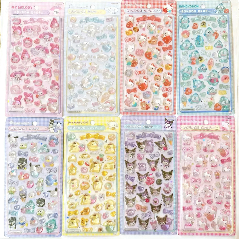 Sanrio August New 3D Crystal Stickers My Melody Kitty Cinnamoroll Phone Case DIY Stickers