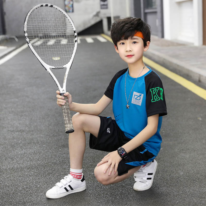 Boys sports suits 2021 new summer middle-aged children's basketball clothes quick-drying football clothes two-piece suits 6-15 years old