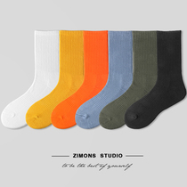 Thickened 4 pairs of mens towel bottom stockings ink high-top Terry sports solid color cotton black and white warm autumn and winter