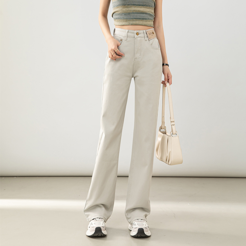 Gray Narrow Wide-Leg Jeans for Women, Spring 2026 New Style, Loose Fit, Slimming Straight Pants, Extended Length for Tall Individuals