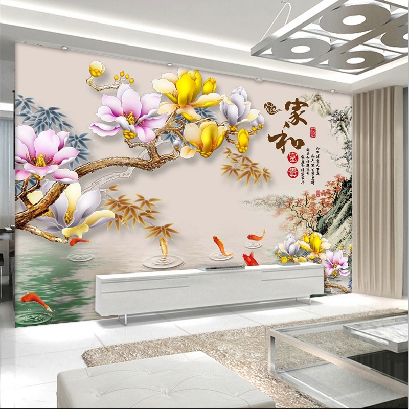 Chinese-style home and bamboo fiber integrated wall panel TV background wall panel video wall decorative gusset living room siding