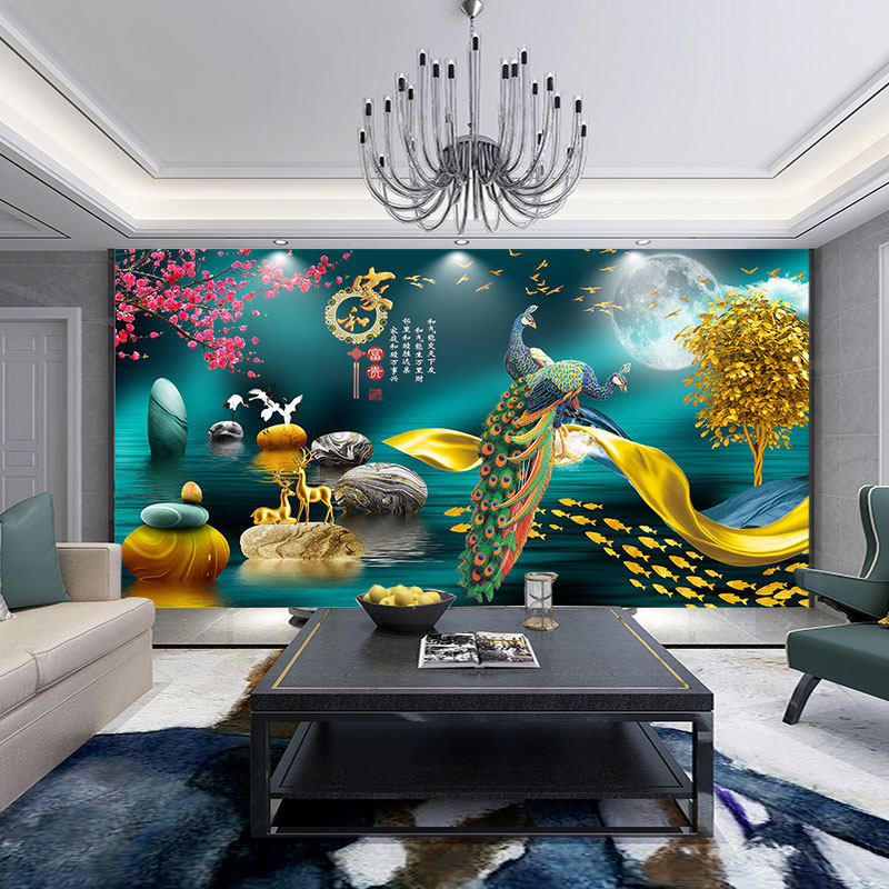 New Nordic Peacock Wall Panel Buttonboard TV Background Wall Integrated Board Lumpy Modern Living-room Bedroom Decorative self-fit