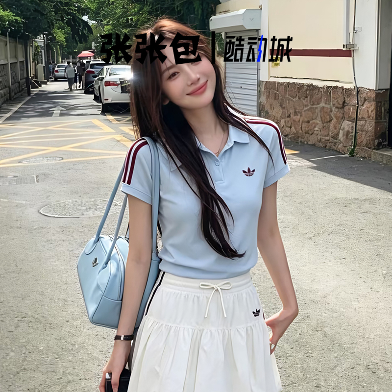 Adidas/Adidas Trefoil 2026 Summer Polo Collar Women's Slim Fit Short Sleeve T-Shirt Kd3697 Adidas/Adidas Trefoil 2026 Summer Polo Collar Women's Slim Fit Short Sleeve T-Shirt Kd3697
