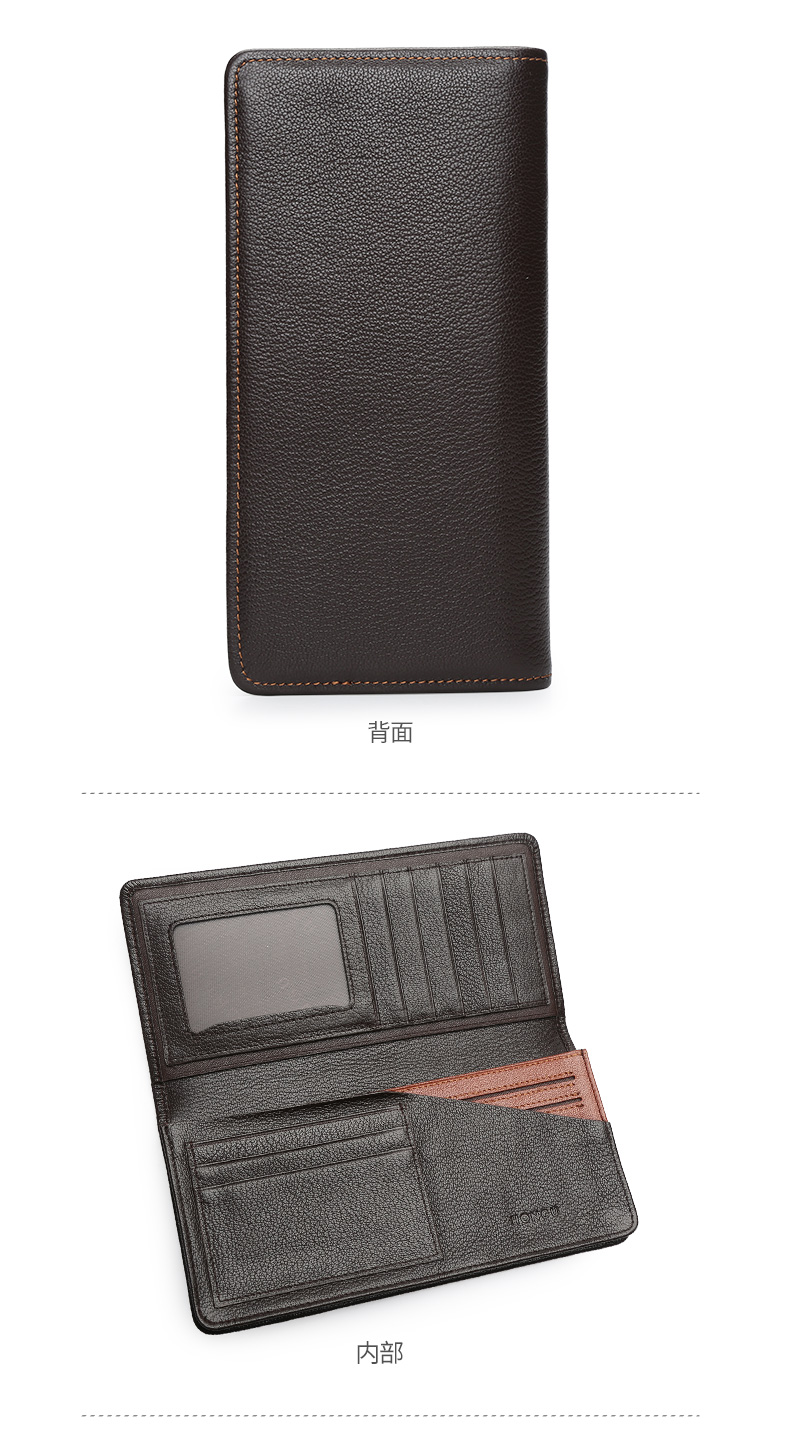 Ví Red Valley Ví nam dài Phần da Top Leather Leather Ví thông thường Thanh niên đơn giản Nhiều thẻ Tiền giấy - Ví tiền ví đựng thẻ