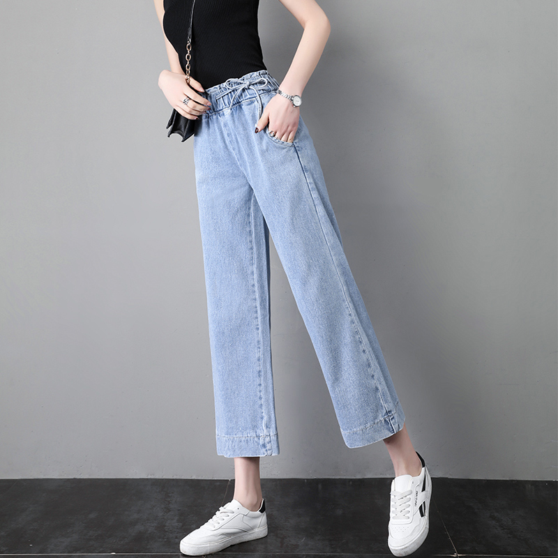 Broadleg Jeans Woman Loose Spring Autumn Season 2022 New Little Guy Tightness High Waist 90% Straight Drum Pants Tide