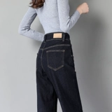 Темные штаны, весенние приталенные джинсы, 2021 года, высокая талия, оверсайз
