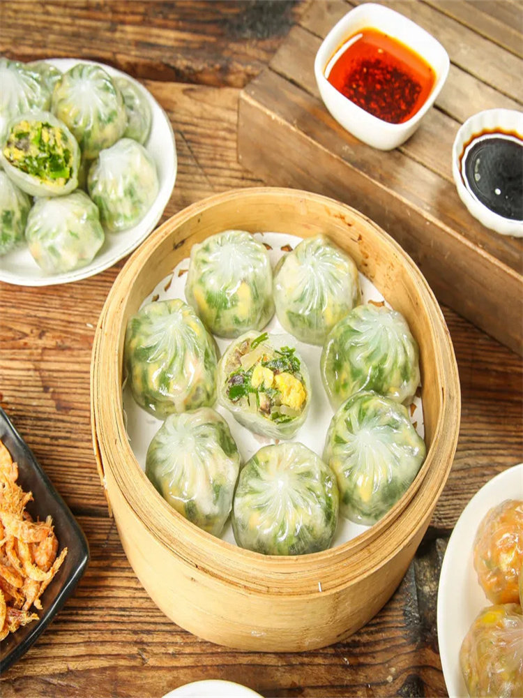 Jjs Buckwheat Thin-Skinned Vegetarian Dumplings with Leeks, Eggs, and Vermicelli, Vegetarian Filling, Small Dumplings, Instant Breakfast, Semi-Finished Dumplings