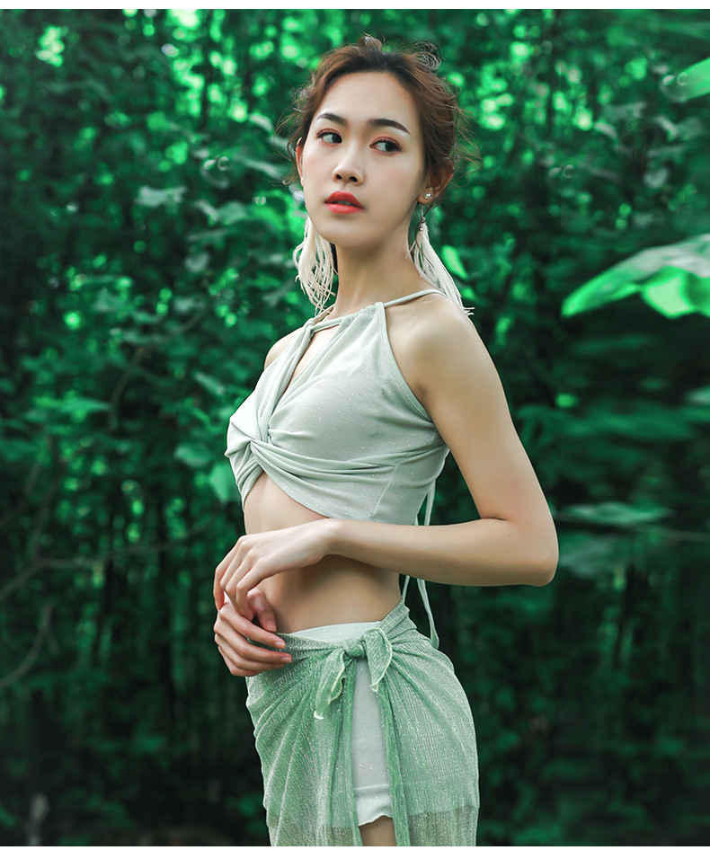 Bingfu ban đầu múa bụng khiêu vũ quần áo mùa xuân và mùa hè mới hiệu suất quần áo tập thể dục quần áo đáy hông váy váy kích thước lớn - Khiêu vũ / Thể dục nhịp điệu / Thể dục dụng cụ giày múa có gót