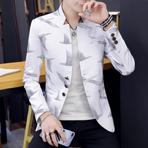 Summer thin print small suit men Korean slim stand handsome personality trend jacket youth fashion suit