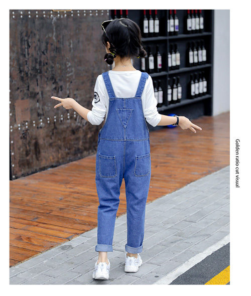 Bộ đồ mùa thu cho bé gái 2018 mới trẻ em yếm denim trong quần bé trai dài hai màu ngoại quốc phiên bản Hàn Quốc yếm bò cho bé gái