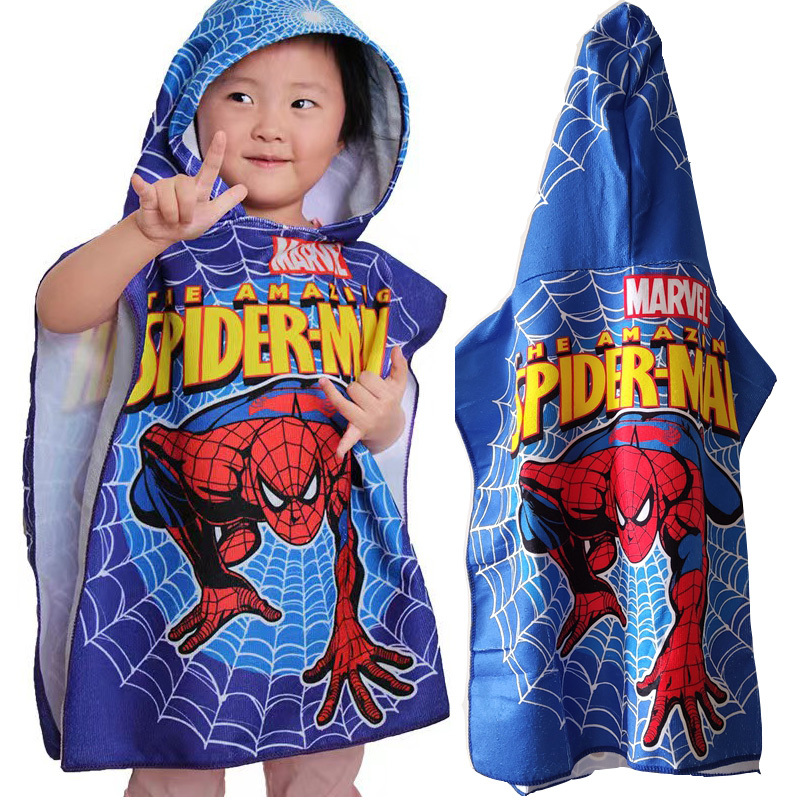 Children's Bath Towel Spider-Man Thomas Boys' Cape Microfiber Hooded Poncho Bathrobe Wearable Towel Soft Children's Bath Towel Spider-Man Thomas Boys' Cape Microfiber Hooded Poncho Bathrobe Wearable Towel Soft