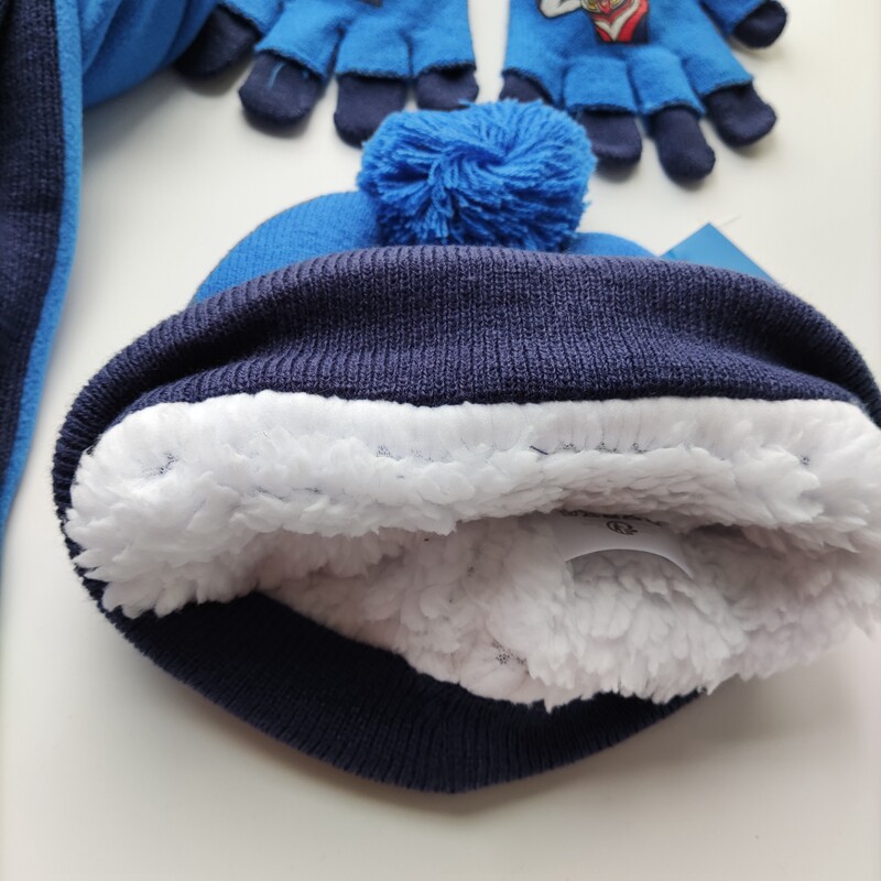 Ultra, детская шапка для мальчиков, зимний утепленный Ультрамен Тига, трикотажный шерстяной удерживающий тепло шарф, перчатки, комплект, 3 предмета OTHER / Other 