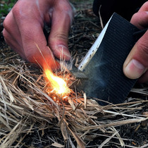 Outdoor square flintstone waterproof multi-function magnesium block tinder stick EDC wild survival large PSK tinder equipment