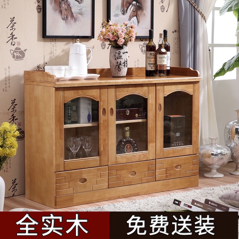 Solid wood oak tea cabinet modern and simple Chinese dining cabinet home dish cabinet storage cabinet office storage cabinet