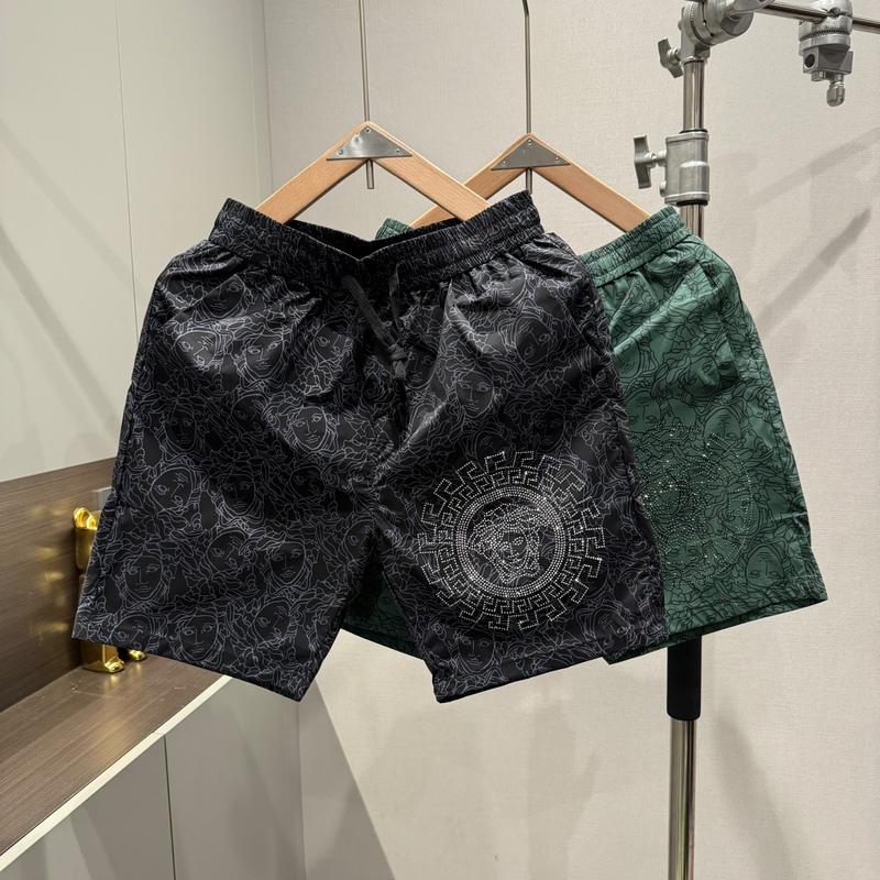 Summer New Men's Shorts Trendy American Style Rhinestone Print Fashion Beach Shorts Straight Casual Versatile Five-Point Shorts