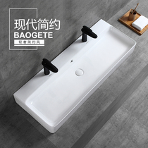 Double hole 1 meter 1 table basin Square large size double hole wash basin Wash basin basin Ceramic wash basin Hotel hotel