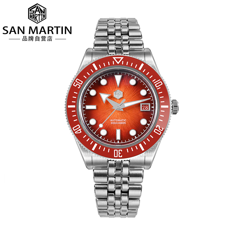 San Martin Watch, Military Spirit, New Model Sn0148, Gradient Radiating Surface from the Center, Men's Mechanical Watch