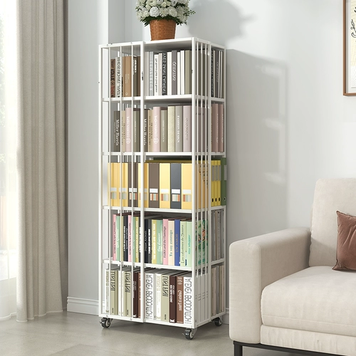 Поверните книжную полку на 360 градусов, чтобы переместить колесный книжный шкаф с прикроватным кровати простая полка Гостиная