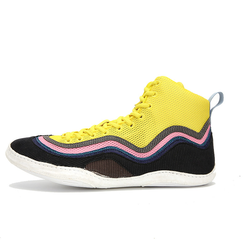 Imperiale day-key classic style Wrestling Shoes Boots Boxing Men's Samurai Yellow Black Powder Striped Competitions Training Midi