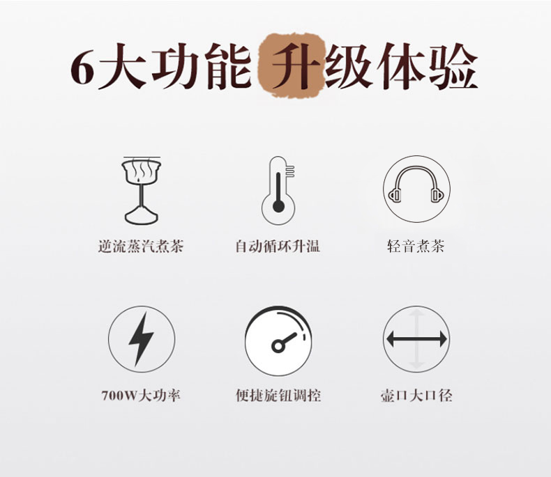 苏泊尔 全自动虹吸淋喷式煮茶器 煮茶壶 1L 图2
