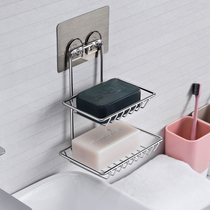 Toilet non-perforated soap holder drain wall double soap box stainless steel soap holder creative soap box bathroom