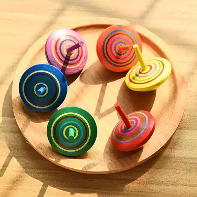 Colorful bearing wood gyro wooden hands-on children color kindergarten mini spin game girl cartoon