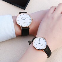 Yron lovers watch a pair of ultra-thin waterproof fashion trends minimalist casual cow leather strap male and female quartz watch