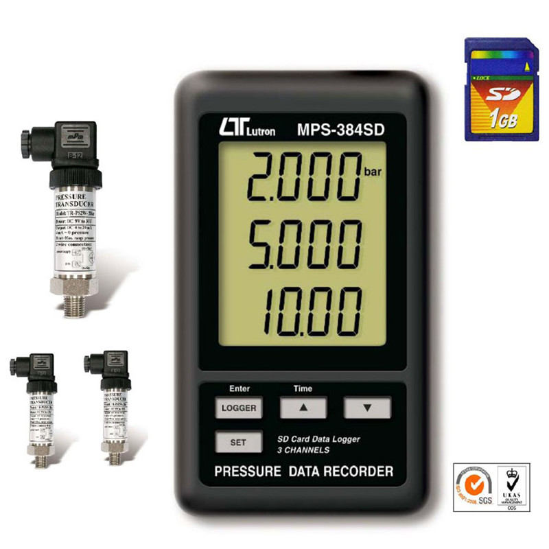 MPS-384SD wall-mounted three-channel pressure gauge 4 ~ 20mA input pressure data recorder monitor