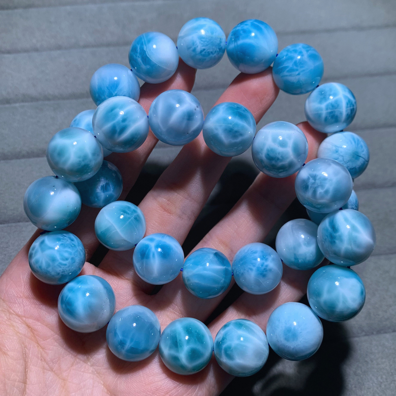 Natural Jade-Like Larimar Bracelet, Sodalite Gemstone with Unique Patterns, Crystal Jewelry for Couples